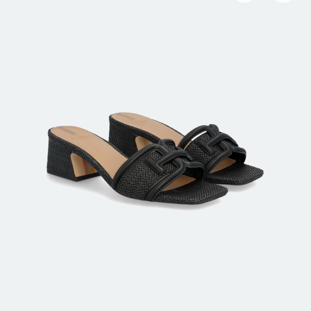 Sam Edelman Black Mules with Woven Detail